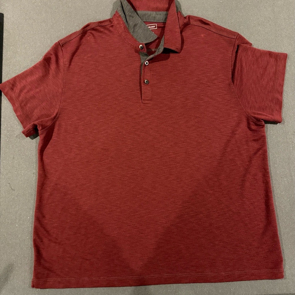 Van Heusen Men’s Classic Fit Polo Shirt Red Heather Short Sleeve